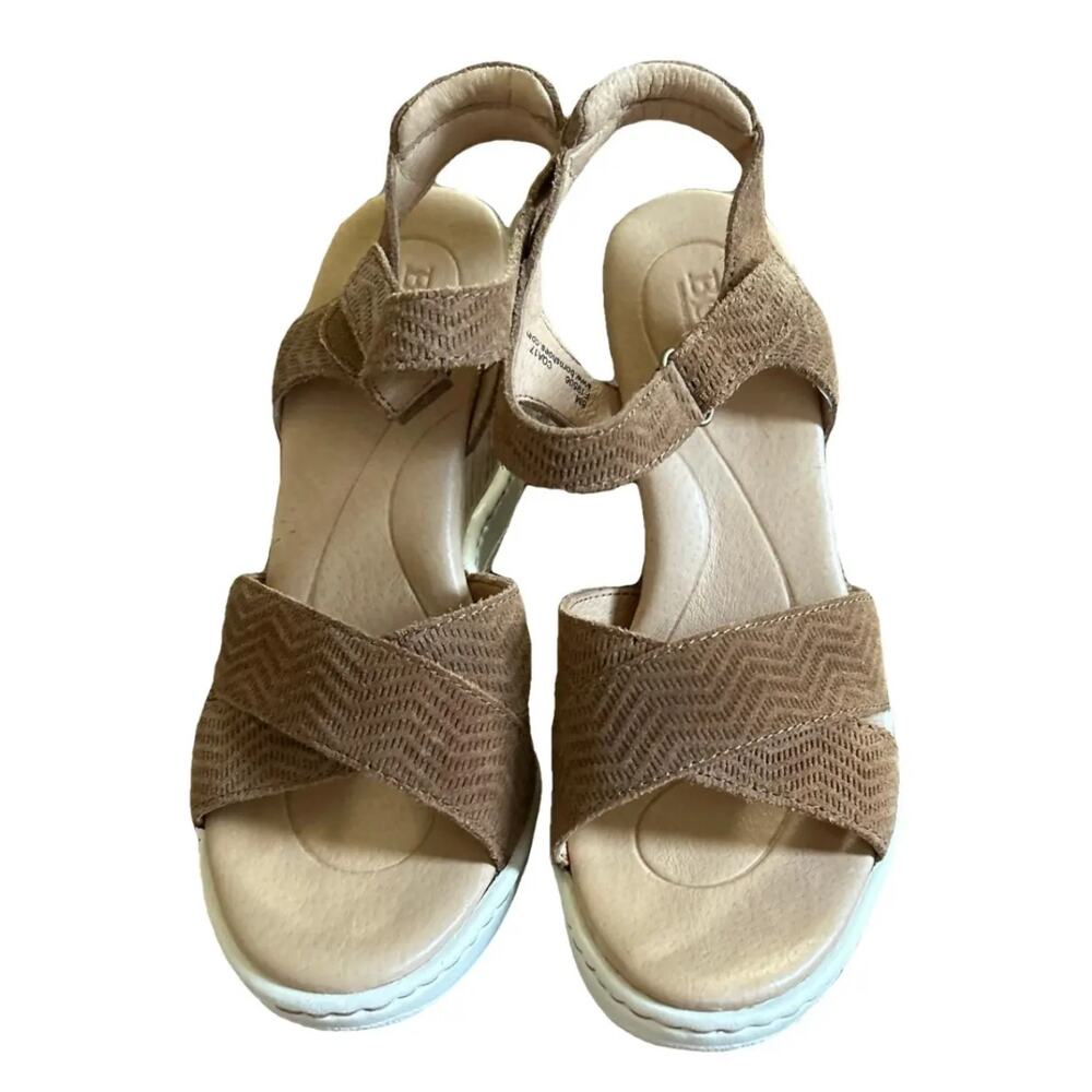 Born wedge tan comfort leather sandal womens 8 contemporary minimalist comfort‎